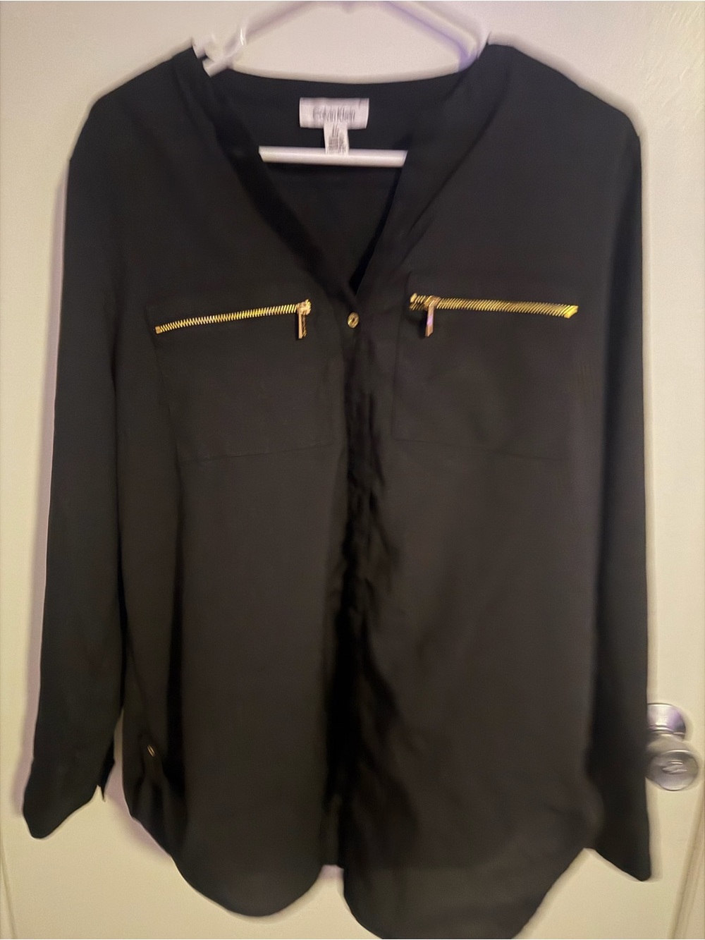 Black Zip-Pocket Long Sleeve Shirt - Unknown Brand